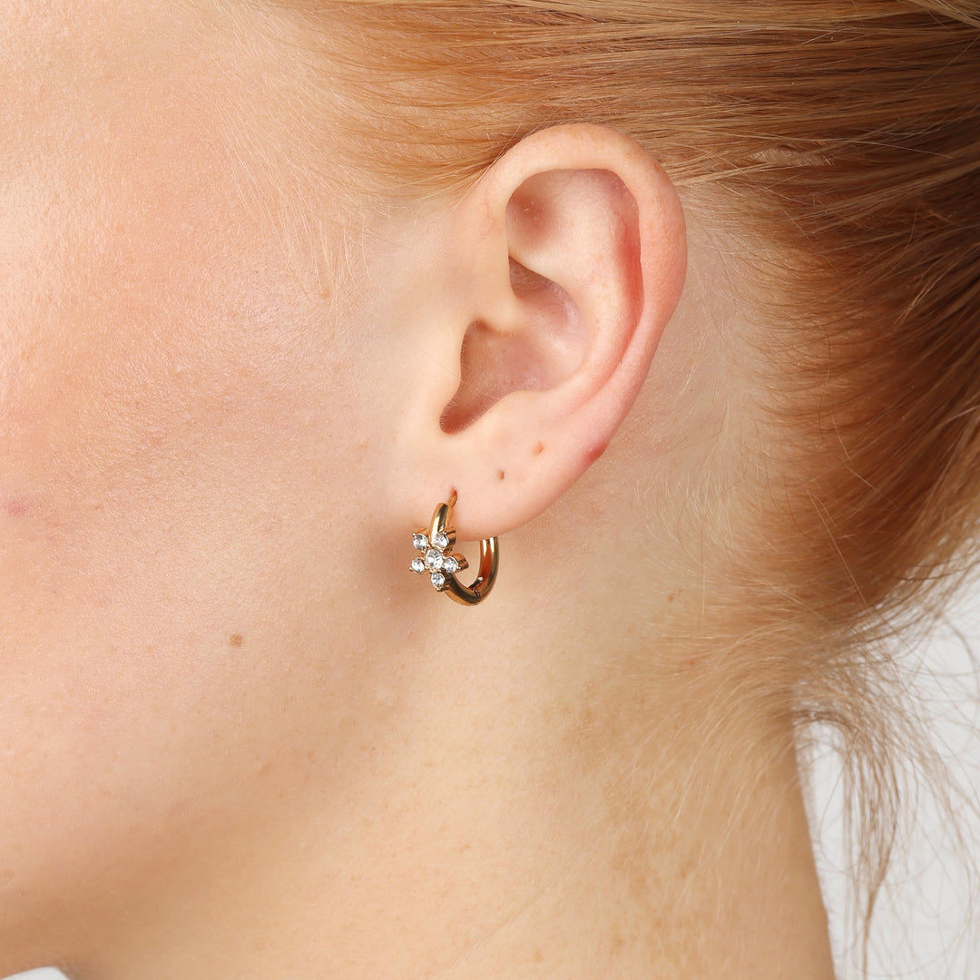 Helia - Orecchini a cerchio in cristallo in acciaio inossidabile