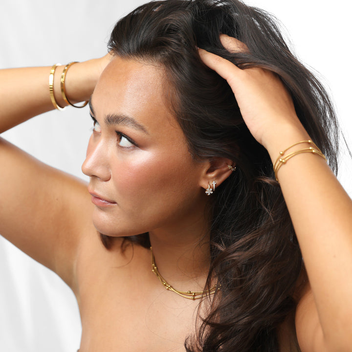 Helia - Orecchini a cerchio in cristallo in acciaio inossidabile