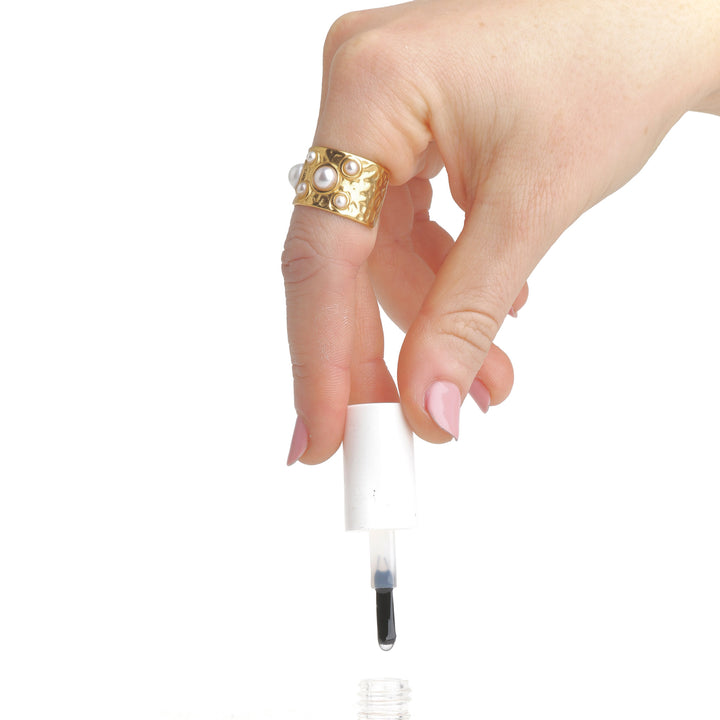 Kerstin - Anello con Perla Martellata in Acciaio Inossidabile