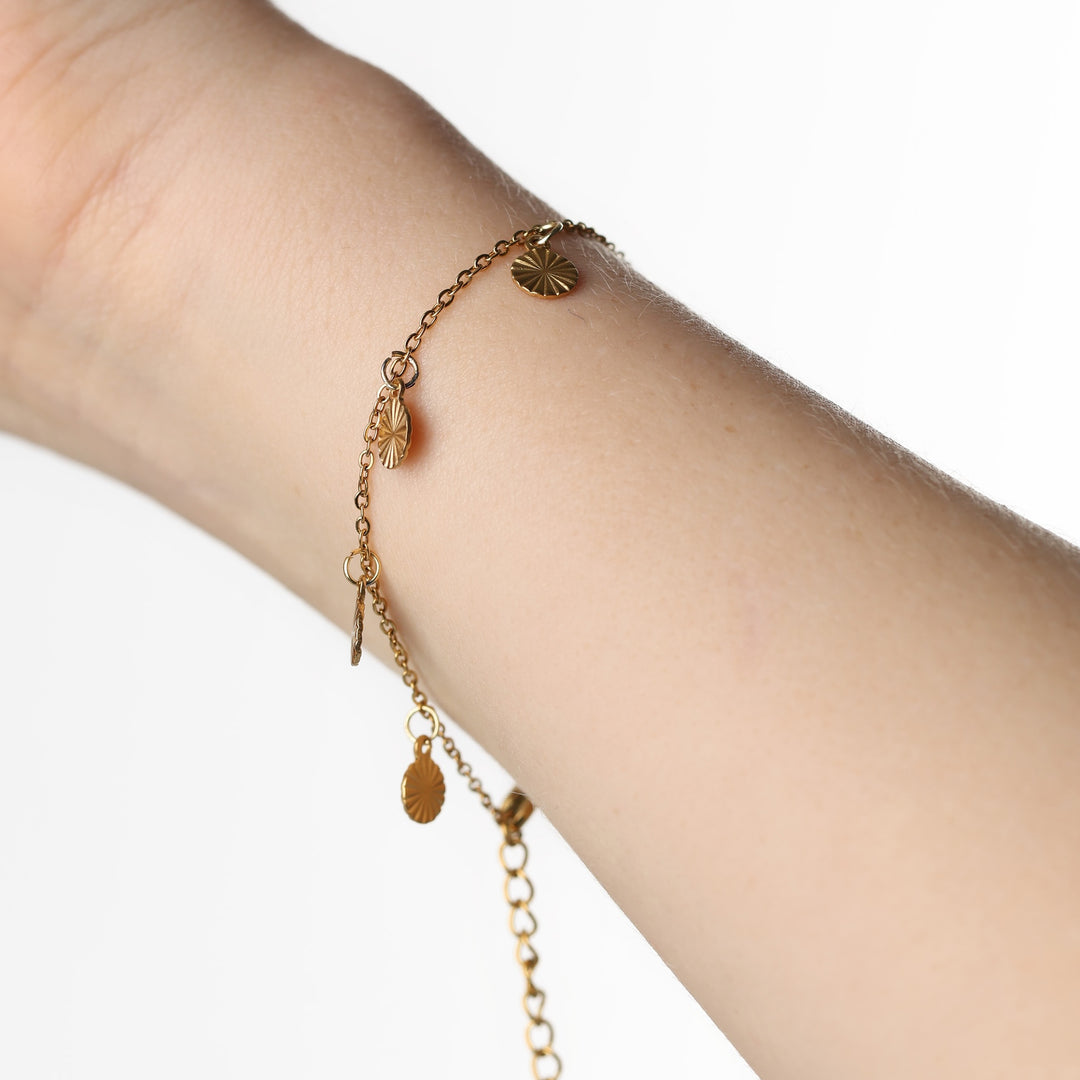 Braccialetto con ciondolo a moneta Liv in acciaio inox