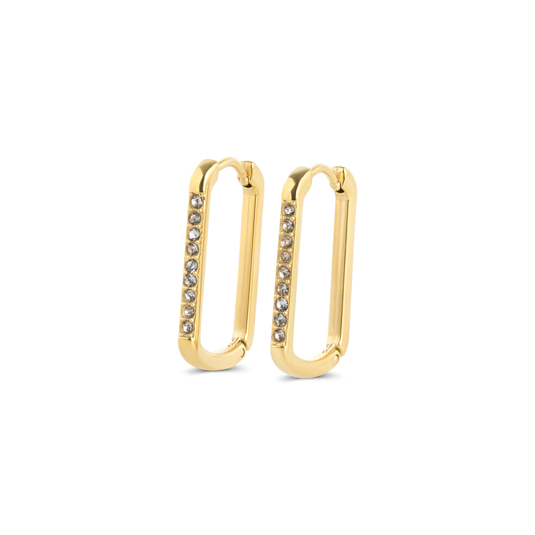 Celeste - Orecchini a cerchio in cristallo in acciaio inossidabile