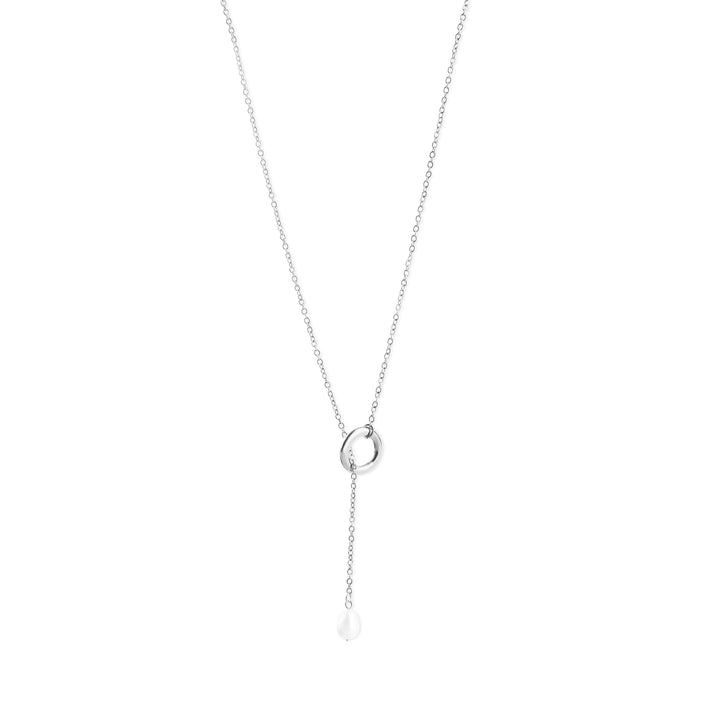 Boel - Collana Lariat con Perla in Acciaio Inossidabile