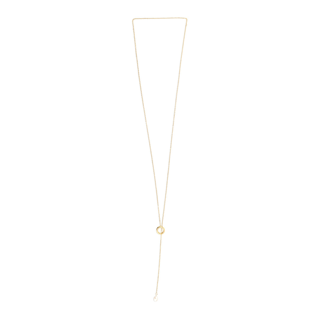 Boel - Collana Lariat con Perla in Acciaio Inossidabile