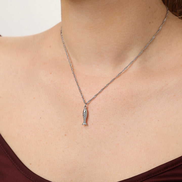 Boel - Collana Lariat con Perla in Acciaio Inossidabile