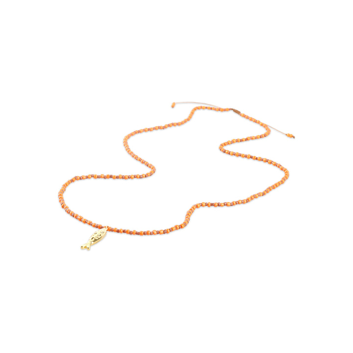 Ara - Collana con Perline a Forma di Pesce in Acciaio Inossidabile
