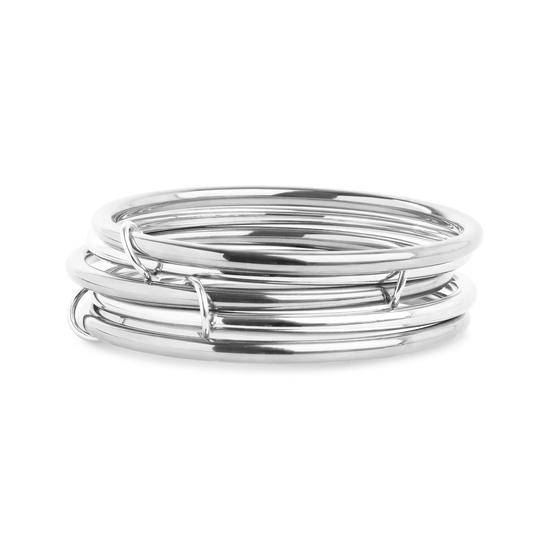 Rory - Bracciale a fascette impilate da 5 pezzi in acciaio inox