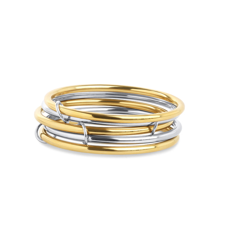 Rory - Bracciale a fascette impilate da 5 pezzi in acciaio inox