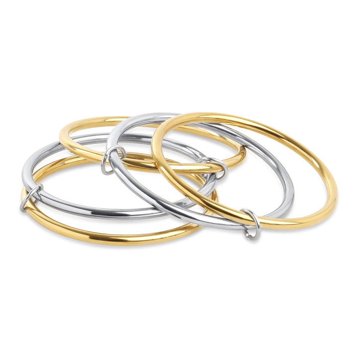 Rory - Bracciale a fascette impilate da 5 pezzi in acciaio inox