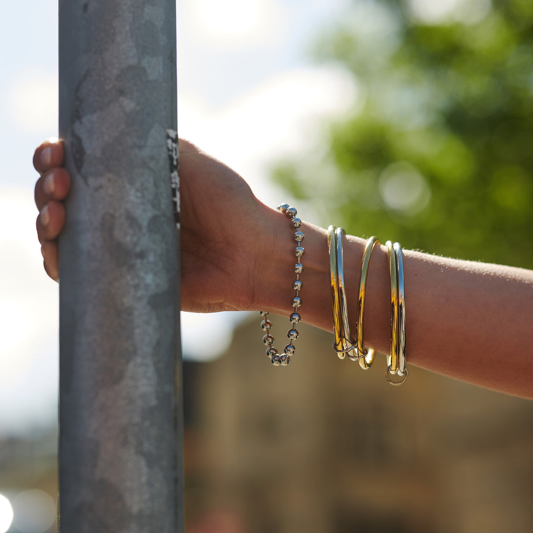 Rory - Bracciale a fascette impilate da 5 pezzi in acciaio inox