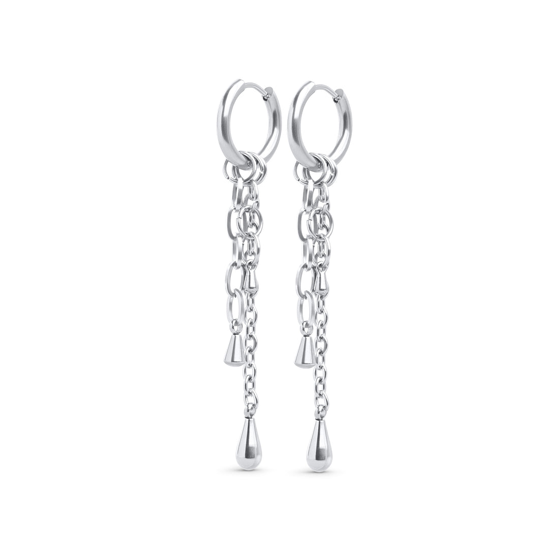 Kate - Orecchini a cerchio con catena in acciaio inox