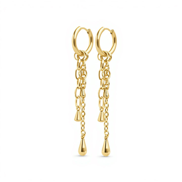 Kate - Orecchini a cerchio con catena in acciaio inox