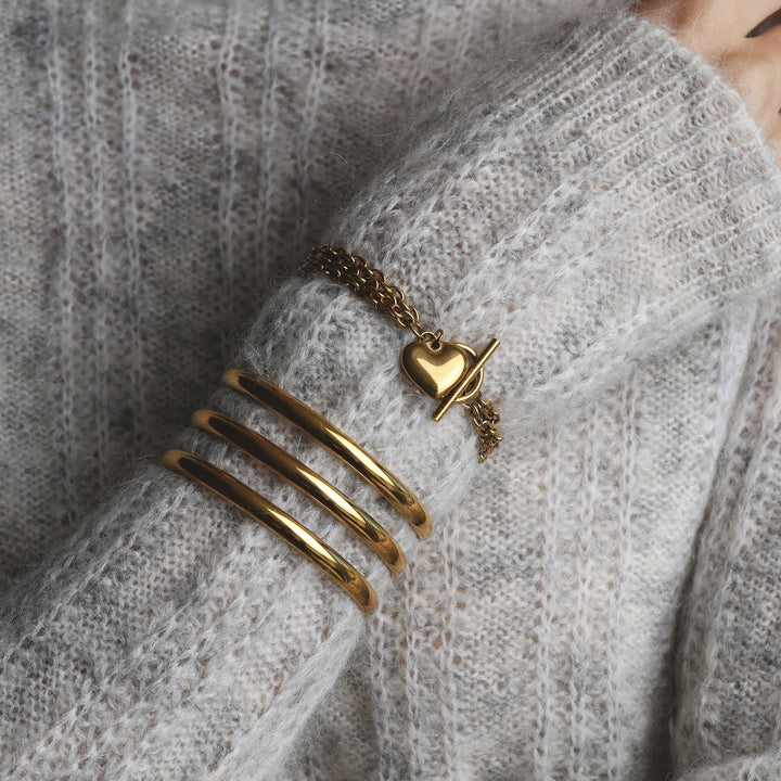 Emilia - Bracciale a catena a cuore in acciaio inox