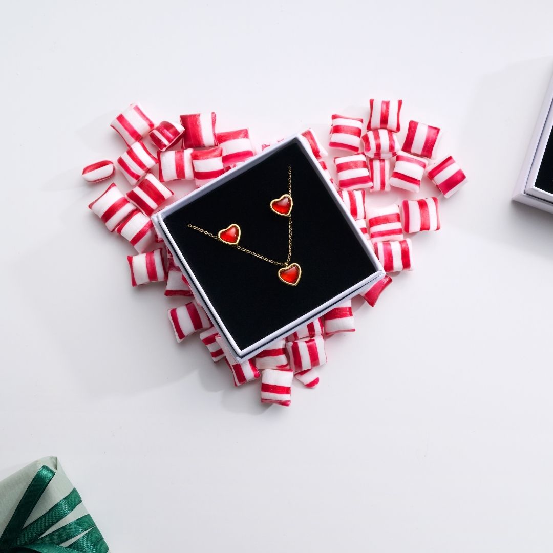 Set collana e orecchini Sonja Heart in acciaio inox