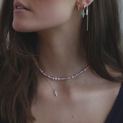 Tess - Collana con perline e perle pastello