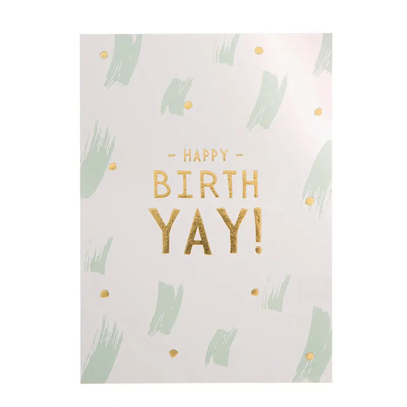 Happy Birth Yay Gold Foil Postcard