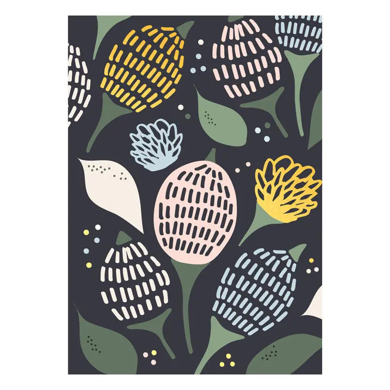 Dark Flower Pattern Postcard