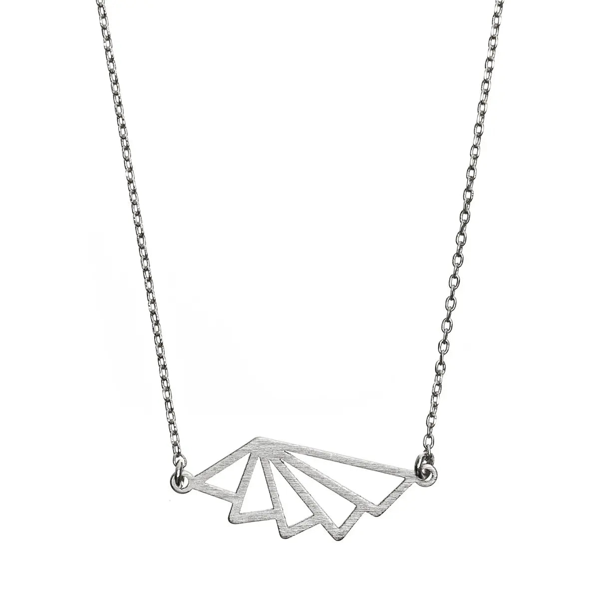 Geometric Fan Necklace Silver