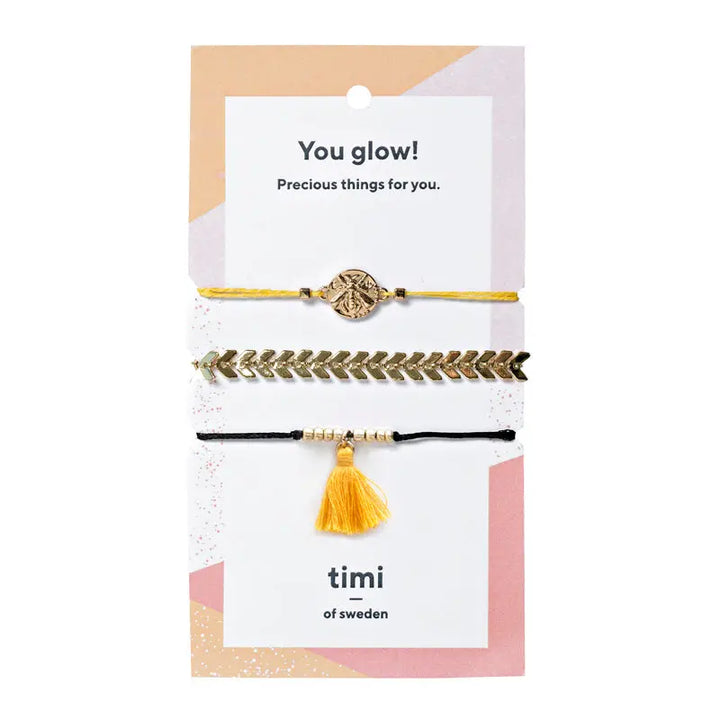 Three Set Friendship Bracelets - Yellow