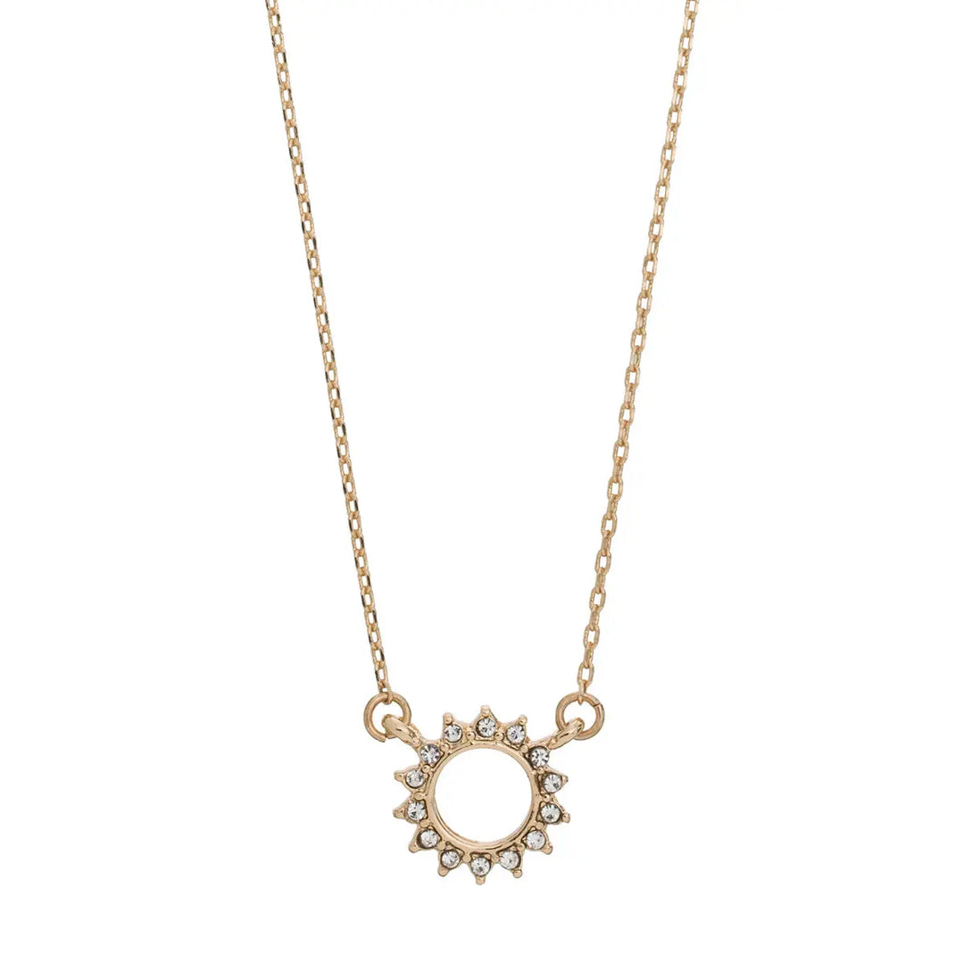 Crystal Sun Necklace Gold