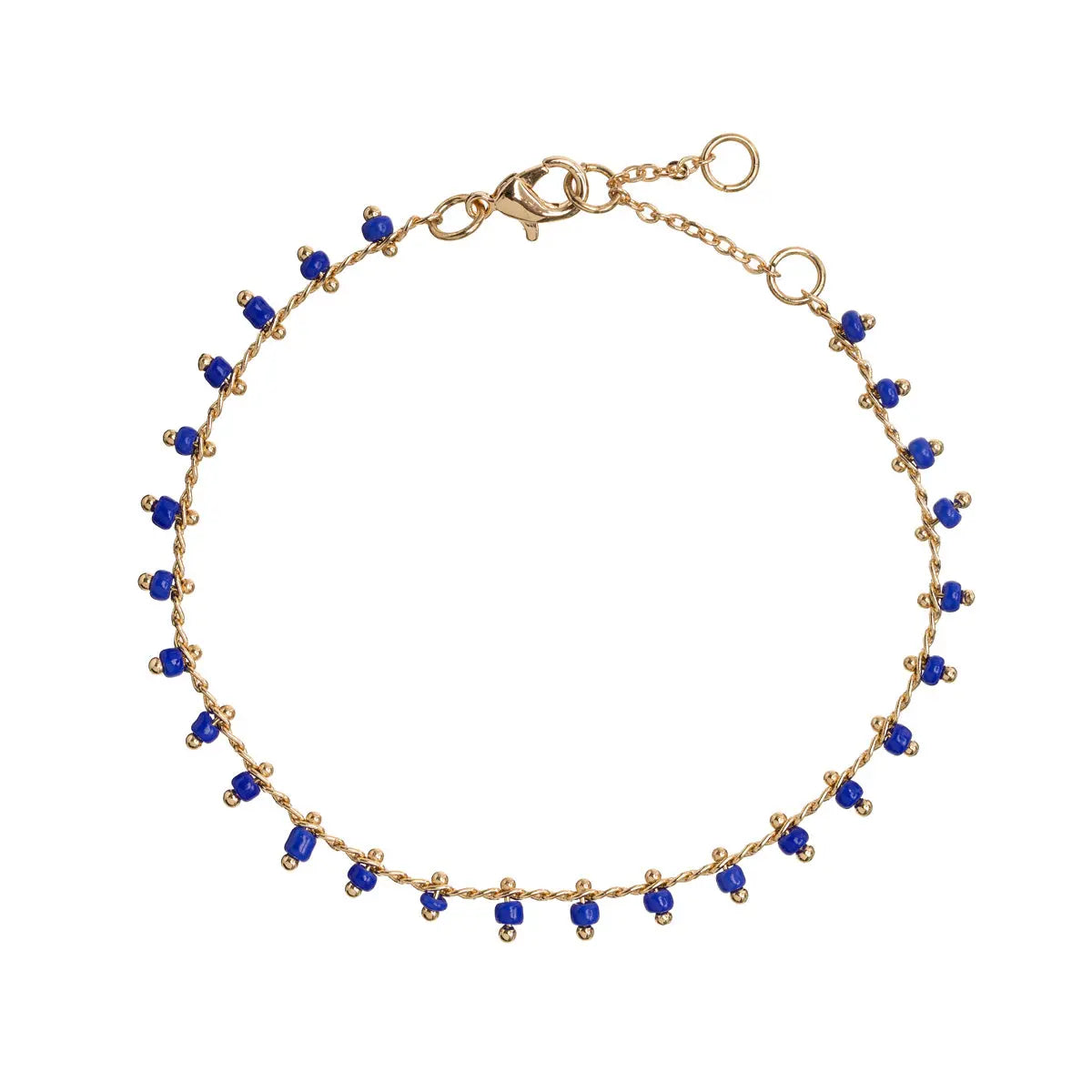 Blue Bead Bracelet Gold