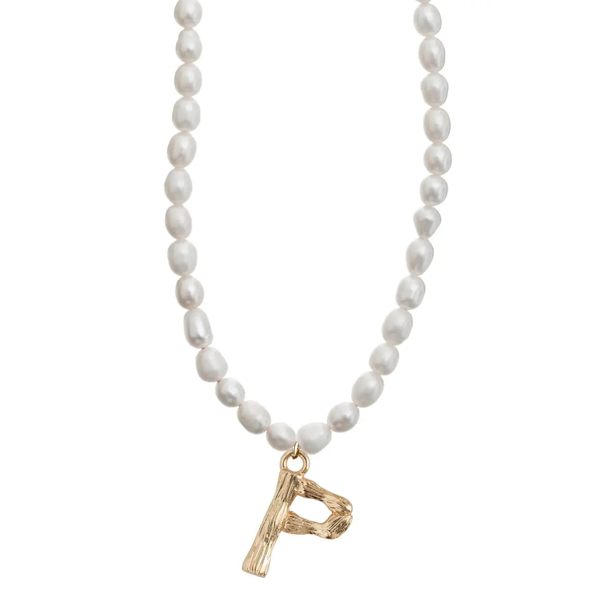 Pearl and Bamboo Letter Necklace P