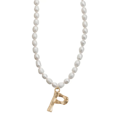 Pearl and Bamboo Letter Necklace P