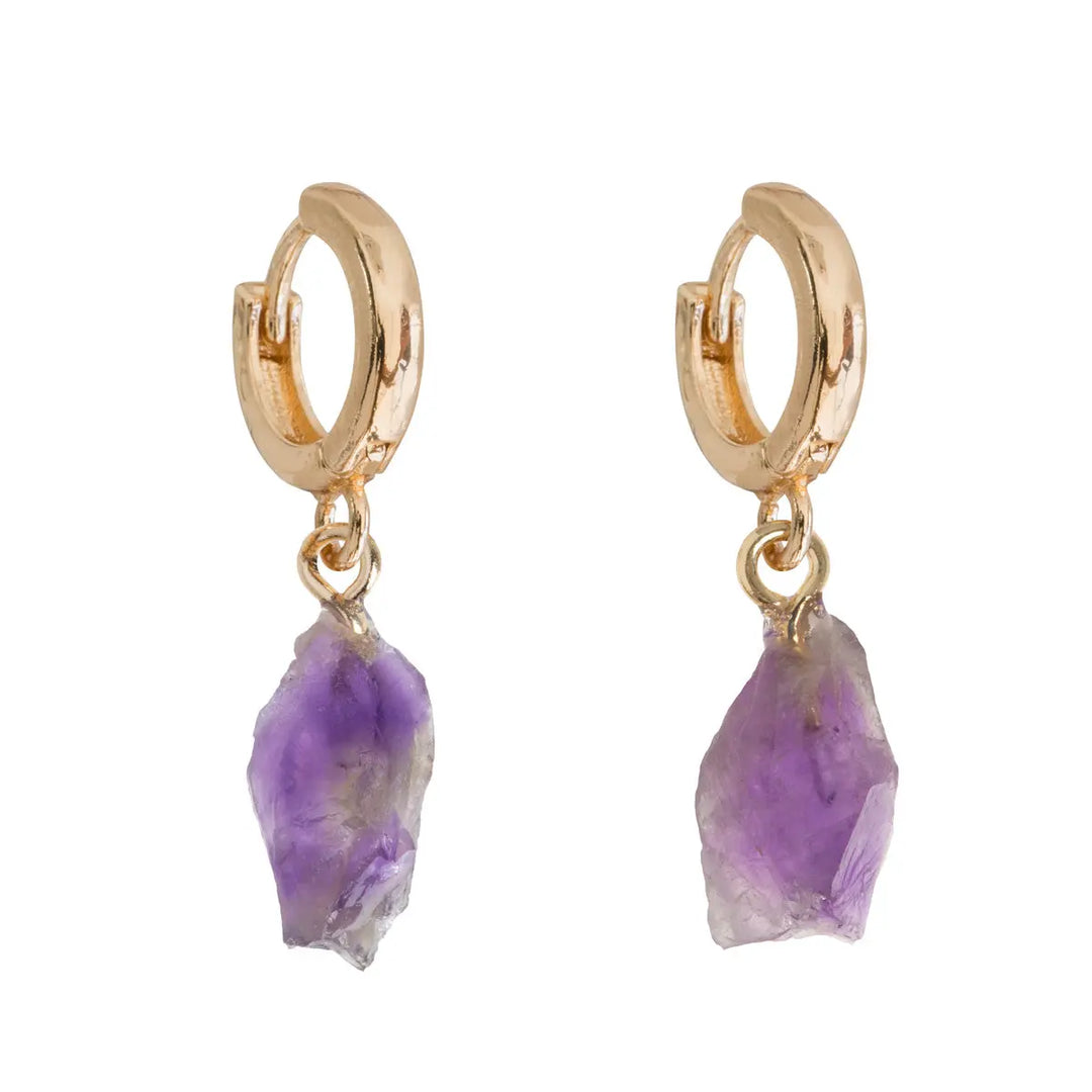 Amethyst Semi-Precious Hoop Earring