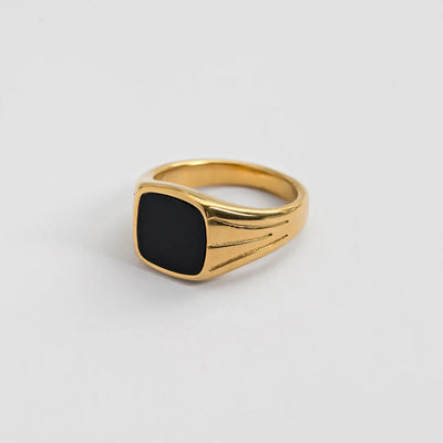 Black Stone Signet Ring | Stainless Steel