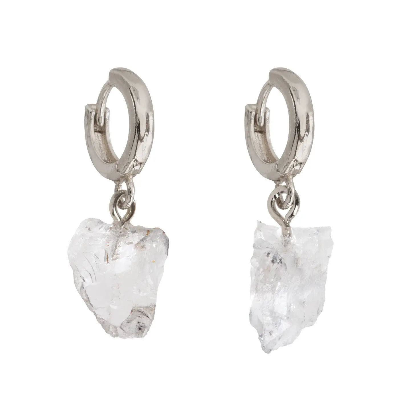 Semi Precious Hoop Earrings, Silver