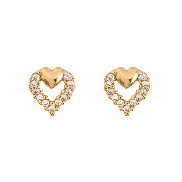 Cute Tiny Crystal Heart Stud Earring