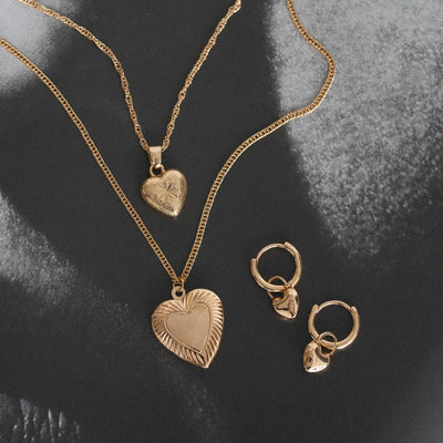 Gold Hoop Heart Pendant | Love