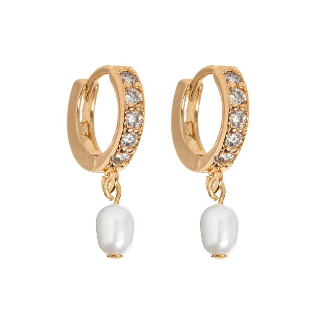 Pearl Crystal Earring Hoops | Sea Pearl