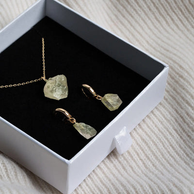 Semi Prezioso Pietra Set con Collana e Orecchini - Oro