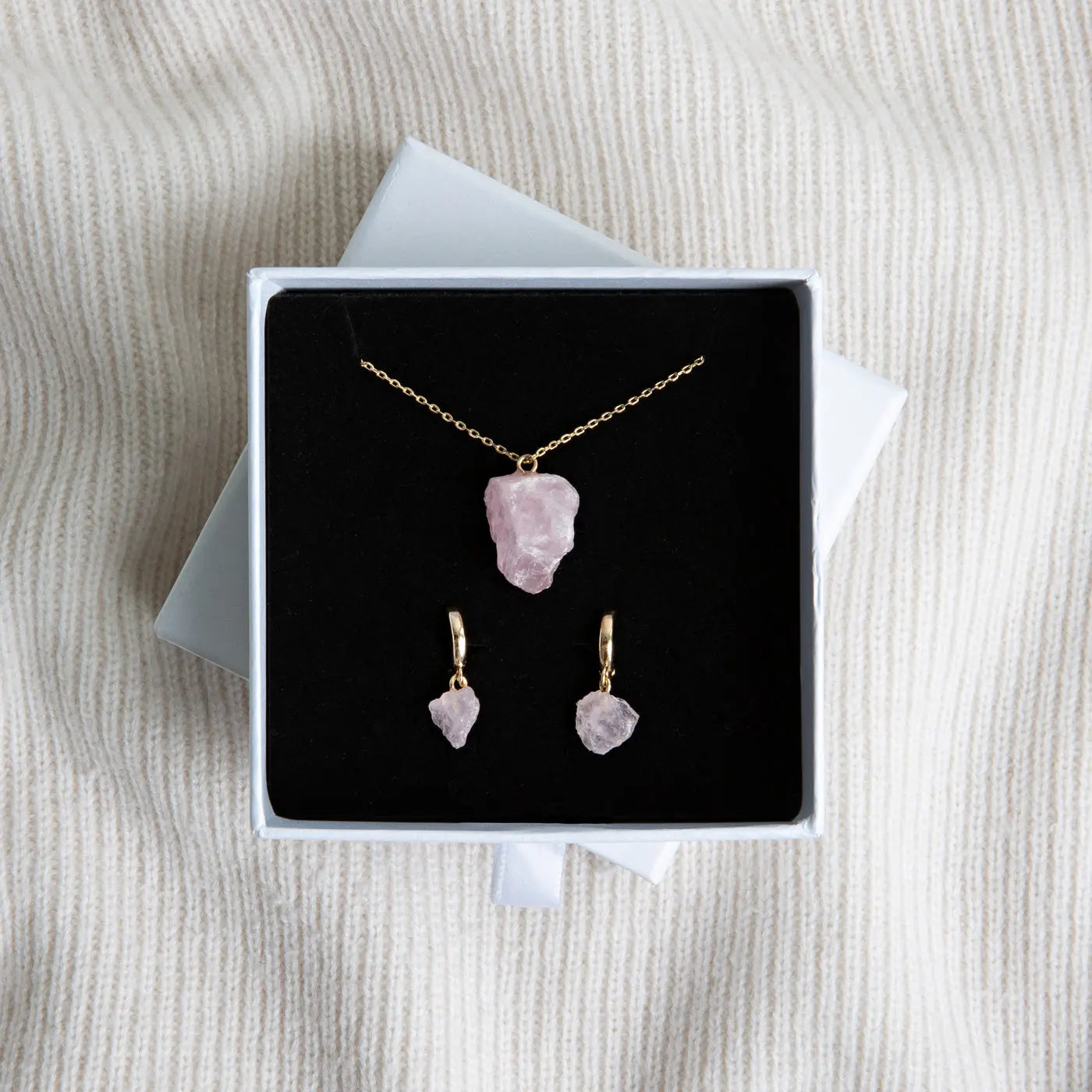 Semi Prezioso Pietra Set con Collana e Orecchini - Oro