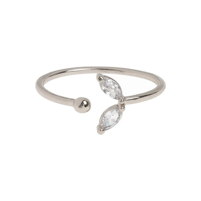 Leah - White Crystal Leaf Ring