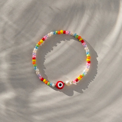 Suzy - Evil Eye Colorful Bead e Pearl Bracciale