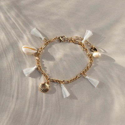 Nora - Tassle Cowrie Bracciale Shell Pearl Chunky