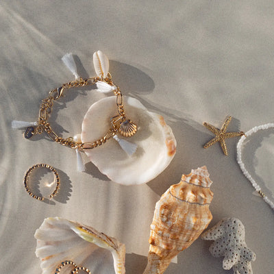 Nora - Tassle Cowrie Bracciale Shell Pearl Chunky