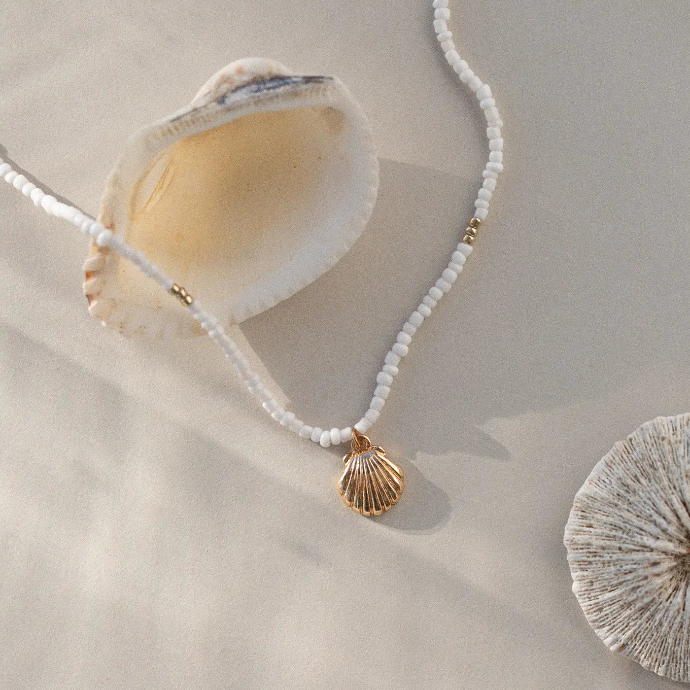 Ellie - Mermaid Shell Bianco Perline collana