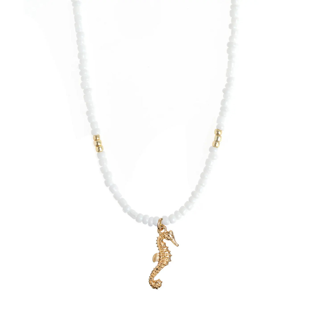 Ellie - Seahorse White Beads Necklace