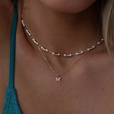 Leah - Collana con farfalla in cristallo bianco