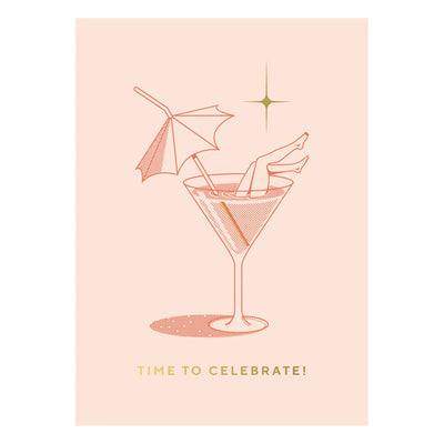 Time to Celebrate Cocktail Postcard