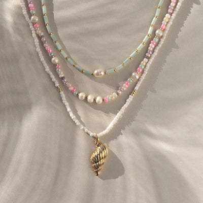 Tess - Collana con perline e perle pastello
