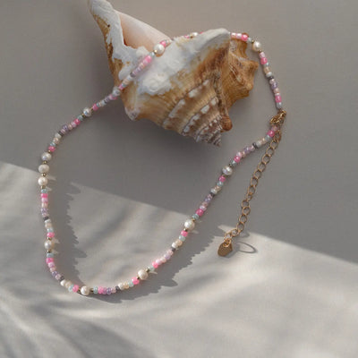 Tess - Collana con perline e perle pastello