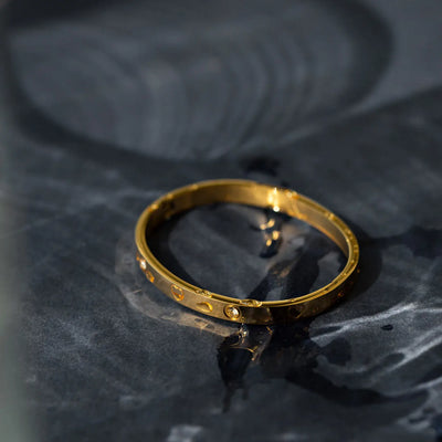 Fay - cristallo e cuori Bangle acciaio inossidabile